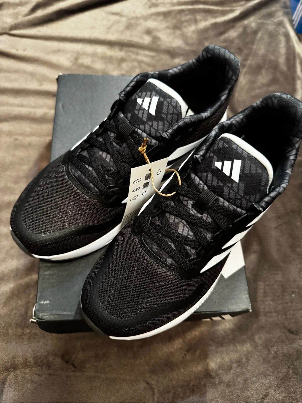 adidas Black and White Kids Running Shoe with Signature Three Stripes